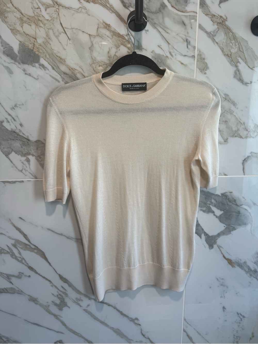 Dolce & Gabbana Cream Cashmere Blend Knit Top